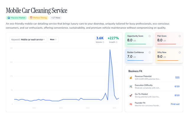 Mobile Car Detailing for Busy Professionals ($500k ARR)